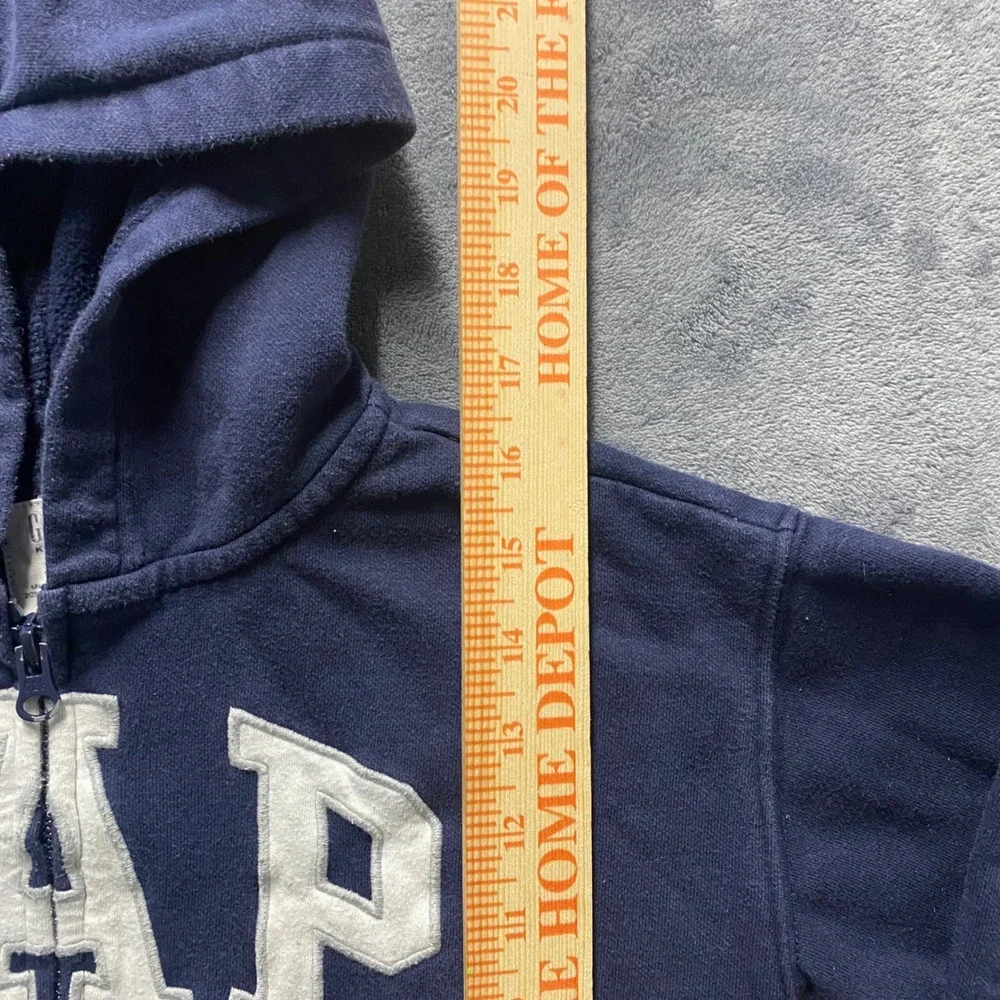 Gap Kids Full Zip Fleece Hoodie Sweatshirt Boys Small Navy Blue Arch Logo
